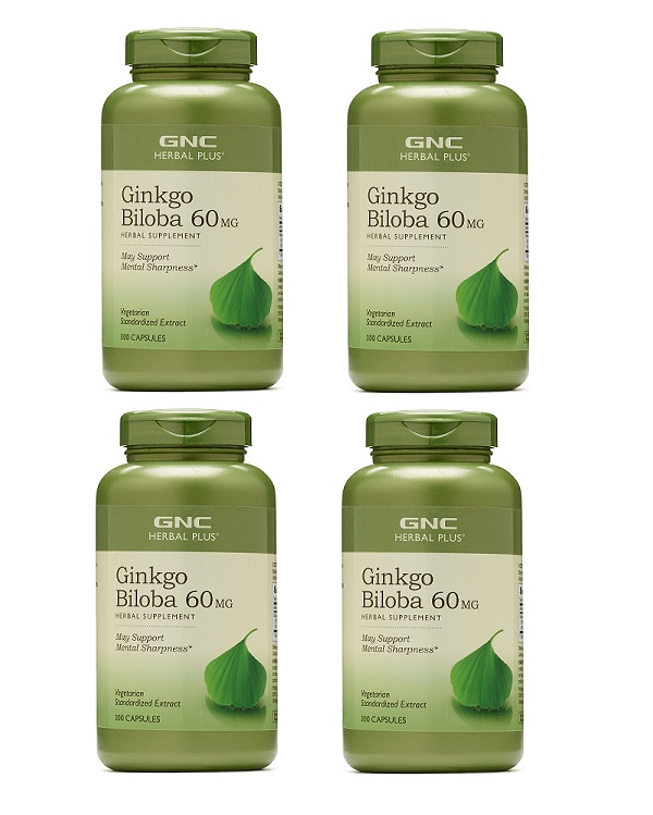 GNC Herbal Plus Ginkgo Biloba, Capsules 300 ea x 4